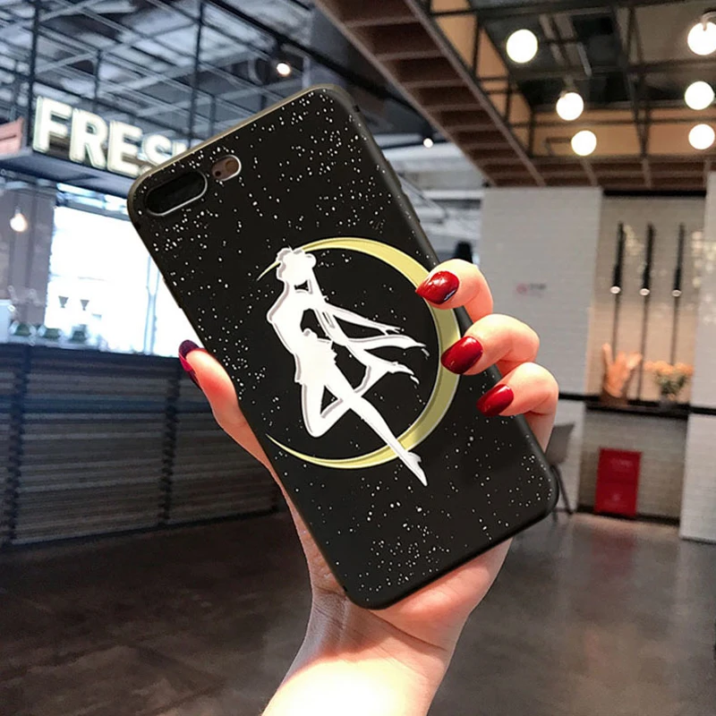2 Черный рельефный чехол для телефона iPhone 6 6s 7 8 Plus X XS 11 Pro MAX XR Capa Fundas аниме Сейлор Мун Мягкий ТПУ чехол-накладка - Цвет: 2