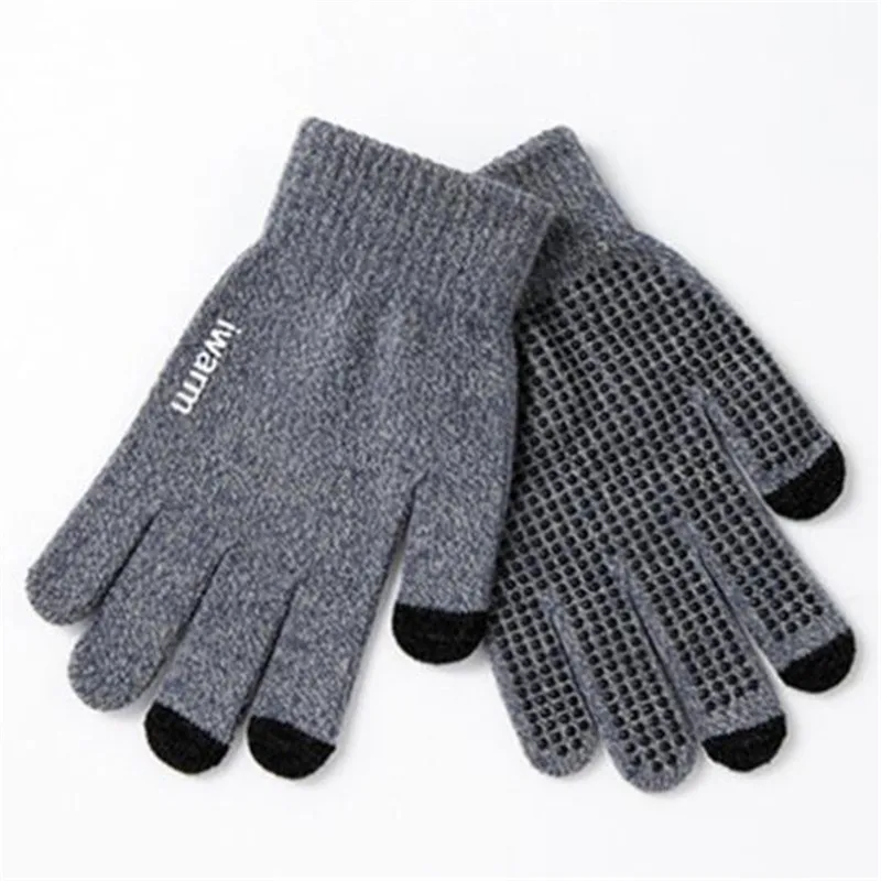 grey no box 400 p! Высококлассные зимние спортивные теплые перчатки для любителей сенсорного экрана с 3 пальцами для iphone, смартфона, шерстяные вязаные, Нескользящие, Neri Velvet - Цвет: grey no box