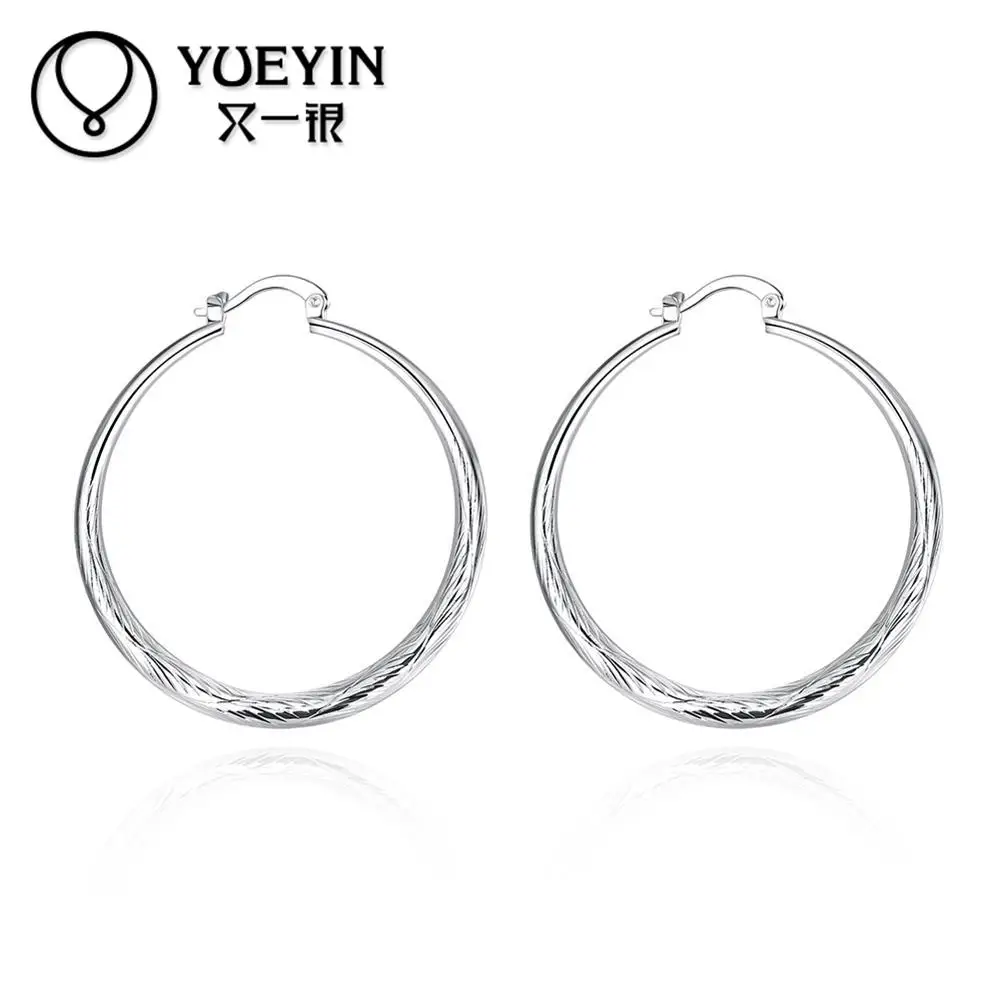 New fashion elegant silver plated hoop earrings for women wedding party hot sale | Украшения и аксессуары