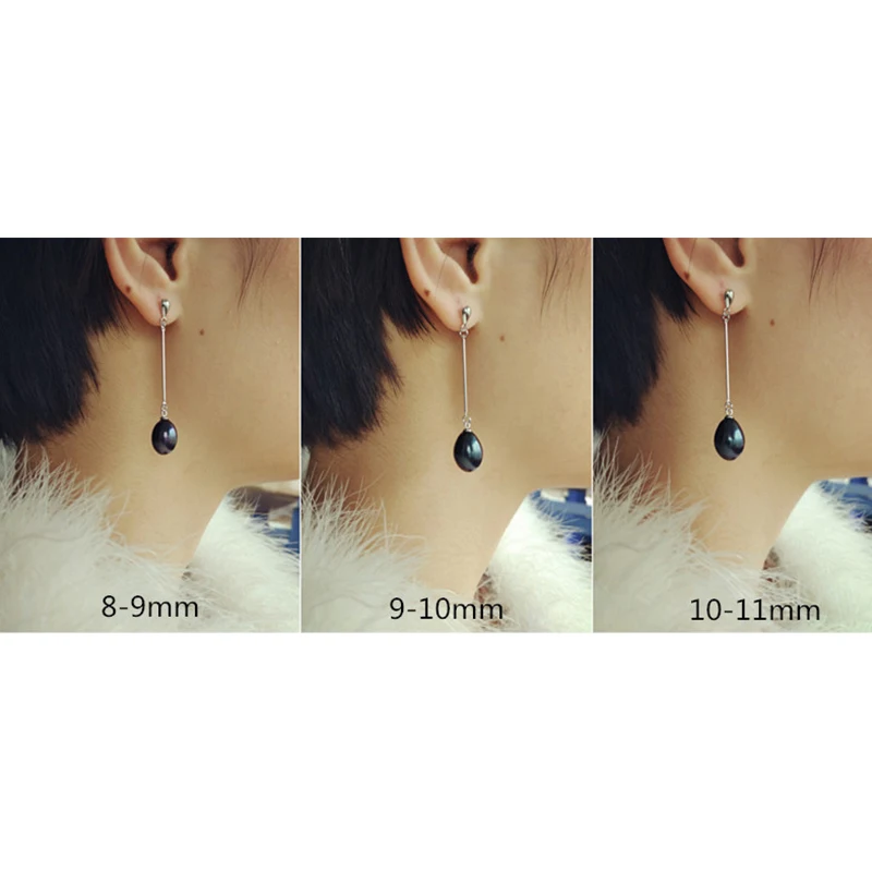 XF800 Natural Pearl Drop Earring Long Real Freshwater Black Dangle Earrings Fine Jewelry Party Gift For Women [E1002] | Украшения и