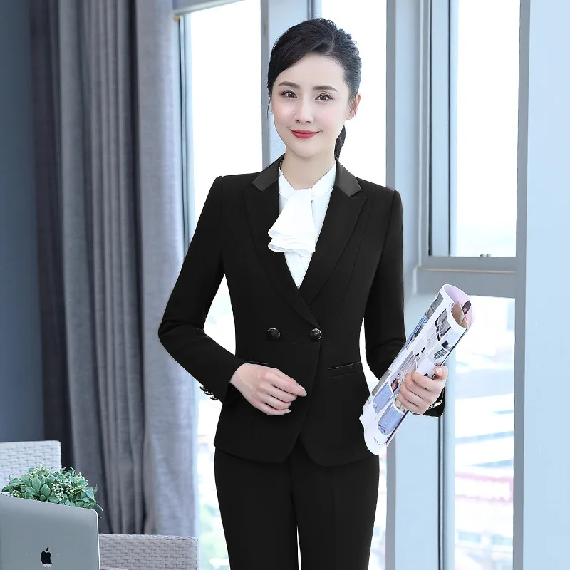 Деловые брючные костюмы из 2 предметов официальная Женская Офисная форма