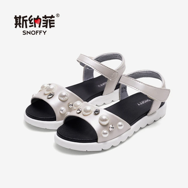 Детская обувь принцессы для девочек сандалии со стразами летняя кожаная с