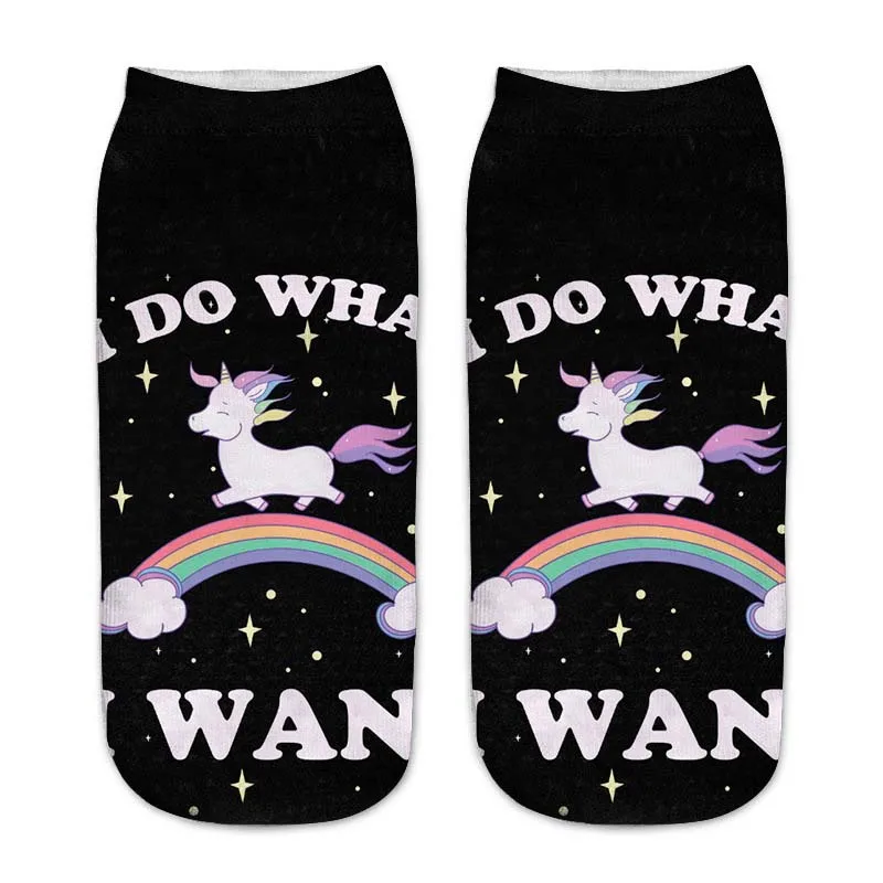 4 Trend Cute 3D Print Socks Women Ankle Socks Cartoon Animal Unicorn 3D Printing Sock Art Socks female - Цвет: 4