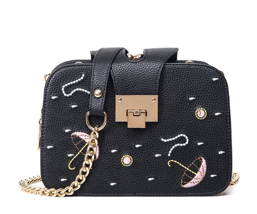 Универсальная маленькая сумка на цепочке 2018 мессенджер одно плечо с вышивкой