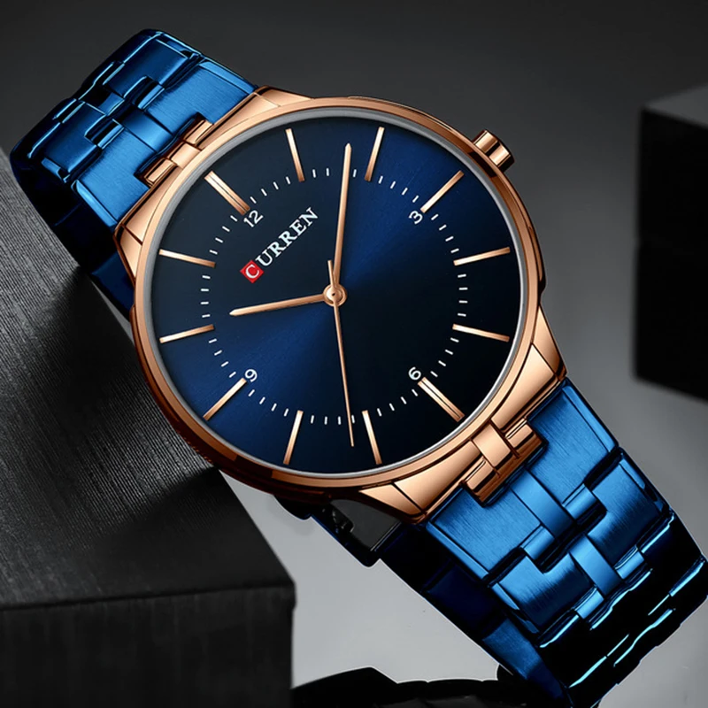 Reloj Hombre CURREN Relogio мужские часы модные синие 2019 люксовый бренд Водонепроницаемый
