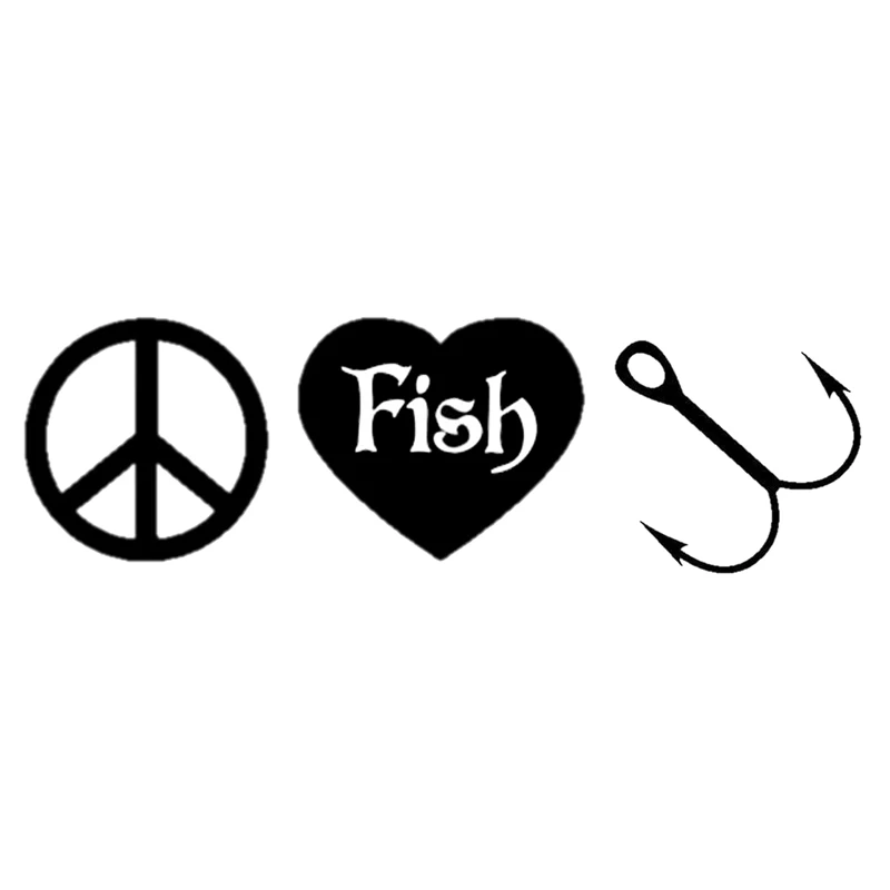 

35cm Peace Love Fish Hook Fashion Car-Styling Decor Vinyl Car Sticker