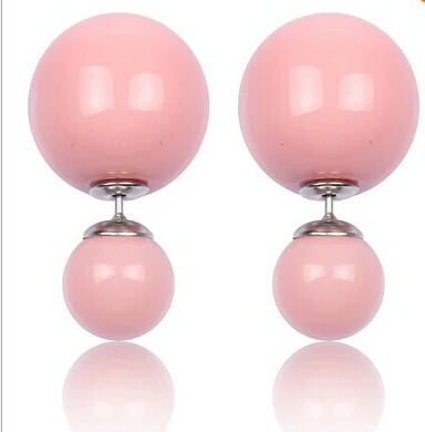 Конфеты пирсинг себе свадебное Серьги-гвоздики Brincos Perle Pendientes Boucles двойной Серьги с жемчугом Pendiente для женщин - Окраска металла: pink