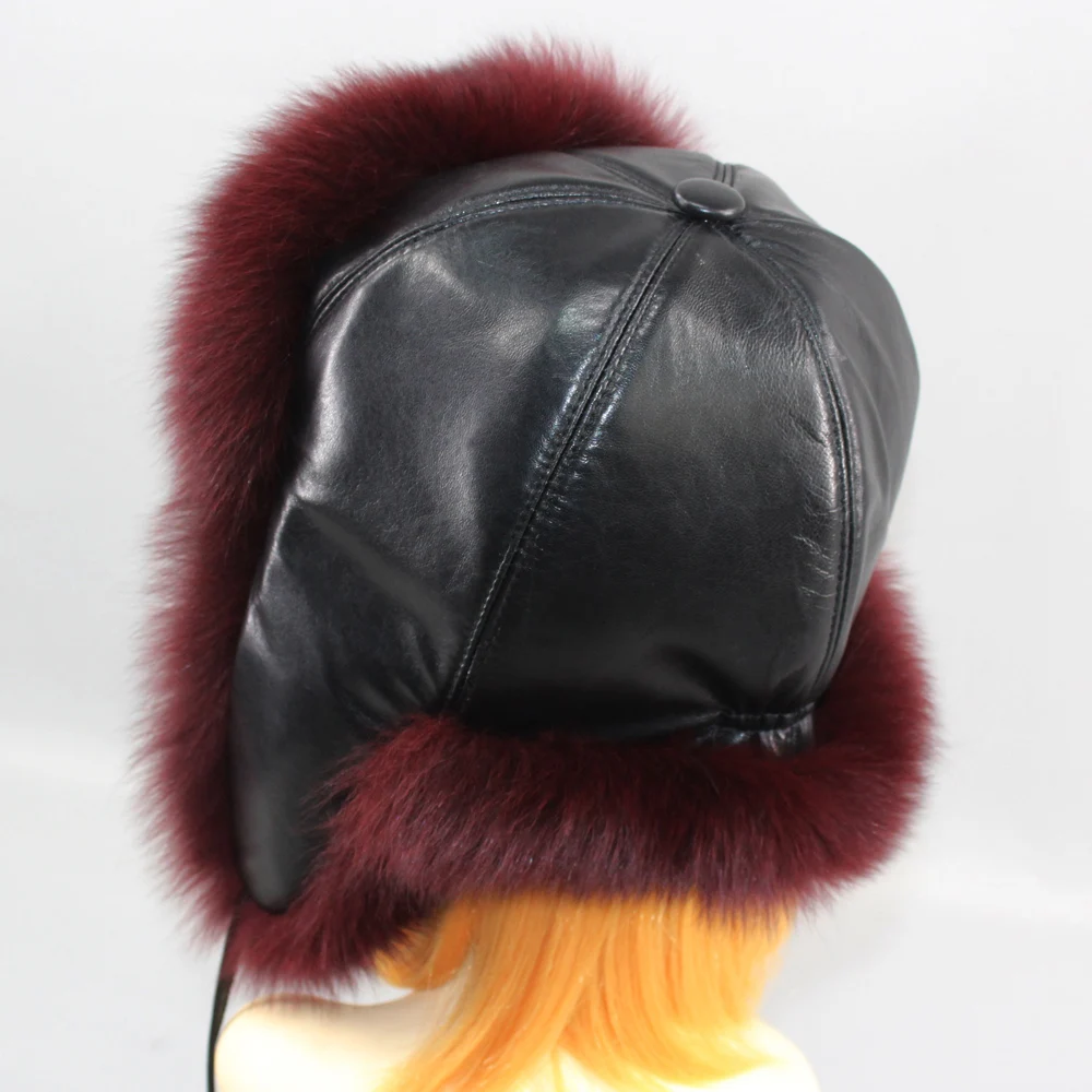 Hot Sale Natural Fox Fur Hat Women Thick Warm Real Fox Fur Cap Winter Fox Fur Bomber Hat Free Shipping