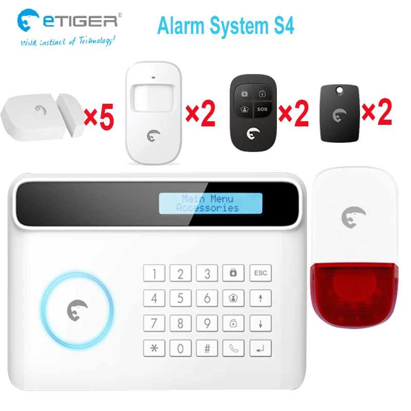 Etiger 2016 стабильное качество сигнализация sytem gsm сеть S4 десять языков меню