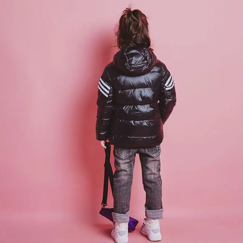 Одежда для девочек детская зимняя тонкая теплая куртка на белом утином пуху топы