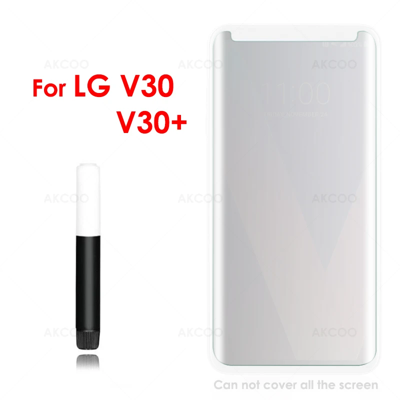Akcoo G8 ThinQ UV стеклянная Защитная пленка для LG V50 V40 V30 Plus пленка с полным клеем сенсорная пленка для LG G7 - Цвет: For LG V30