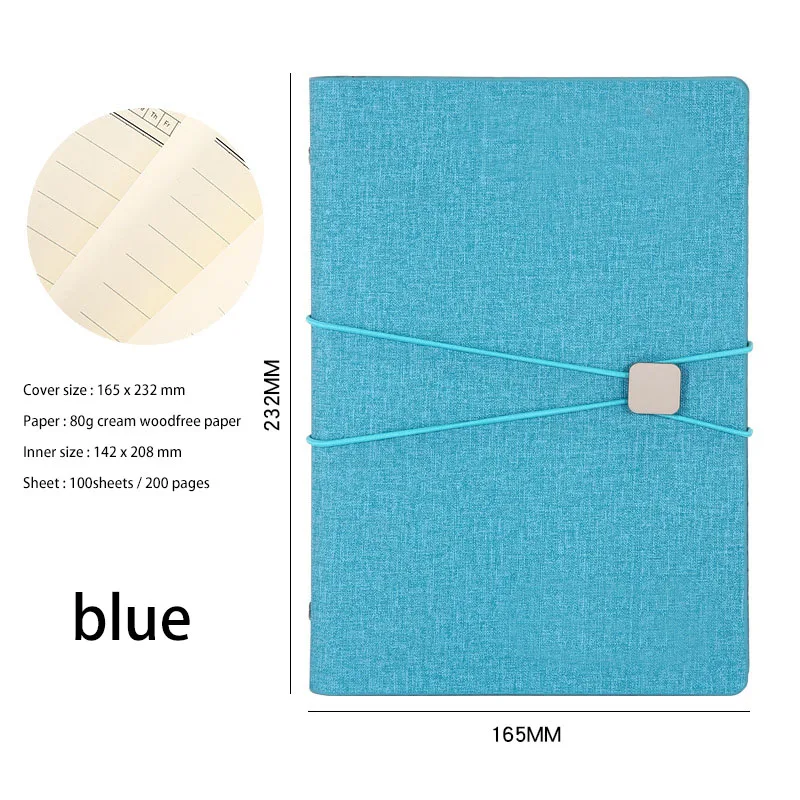 blue A5, винтажный Тканевый блокнот, планировщик, переплет, подкладка, бумага, пуля, журнал, Kpop, Muji, секретный дневник, канцелярские товары для школы, офисные принадлежности - Цвет: blue