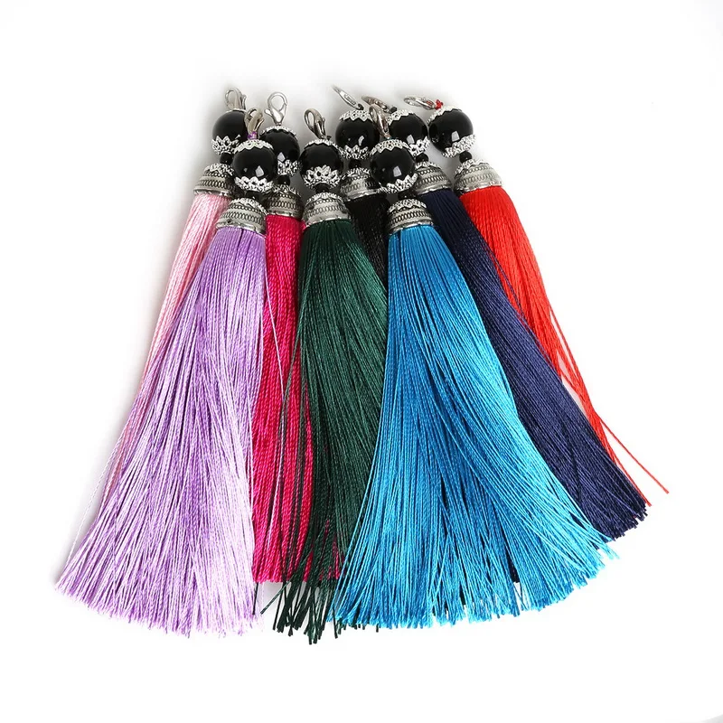 Wholesale Many Colors Silk Tassel Acrylic Beads Cap Charm for Bag Jewelry Findings Making Necklace Bracelet Mob Straps Keychain | Украшения