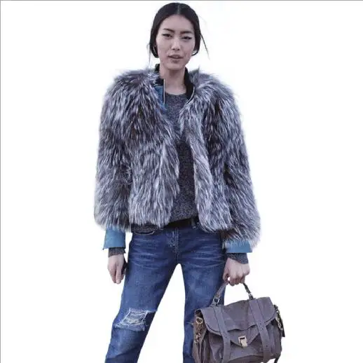 Женское пушистое пальто из искусственного меха роскошная серая куртка с