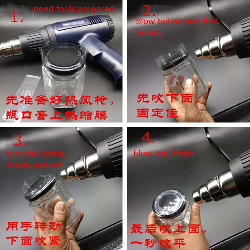 200 шт. ПВХ прозрачный термоусадочные ленты для Стекло бутылки крышки water proof