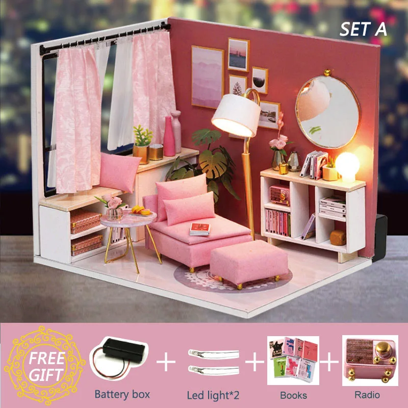 H17-A Кукольный домик Cutebee миниатюрная мебель кукольный домик DIY Миниатюрные домики игрушки для детей DIY кукольный домик подарок на день рождения H18-4 - Цвет: H17-A