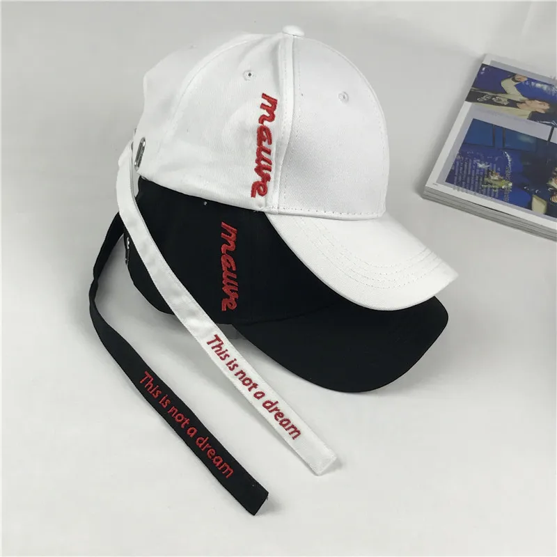 Бейсбольная кепка с длинной лентой для мужчин и женщин Кепка вышивкой букв