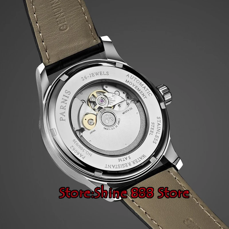 Мужские наручные часы Parnis автоматические из сапфировой стали 42 мм miyota 9100 |