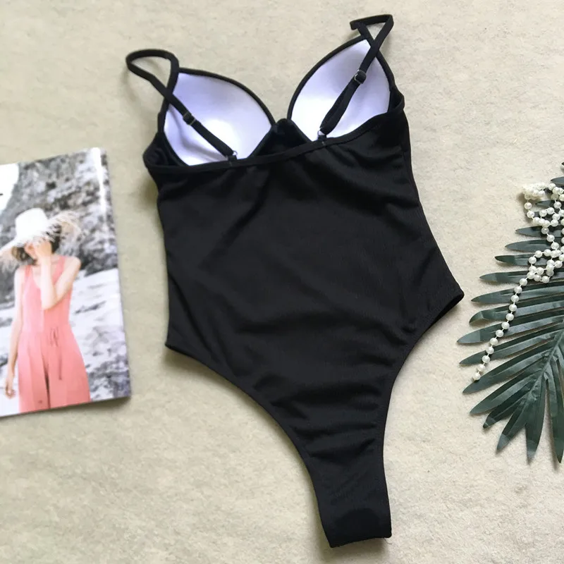 FDBRO купальник женский однотонный сексуальный купальный костюм ребристые цельные