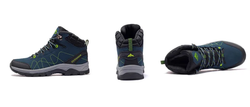 Sneakers Women Waterproof Leather Hiking Shoes Men Warm Velvet Female Outdoor Sport Shoes Trekking Mountain Climbing Suede Boots