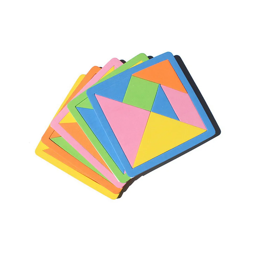 Деревянный пазл Tangram 7 шт. цветная квадратная головоломка IQ умные обучающие