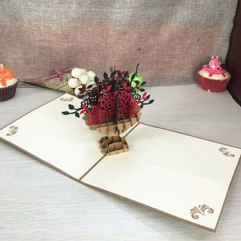 1 шт. винтажная миска с сокровищами лазерная резка Kirigami 3D всплывающее
