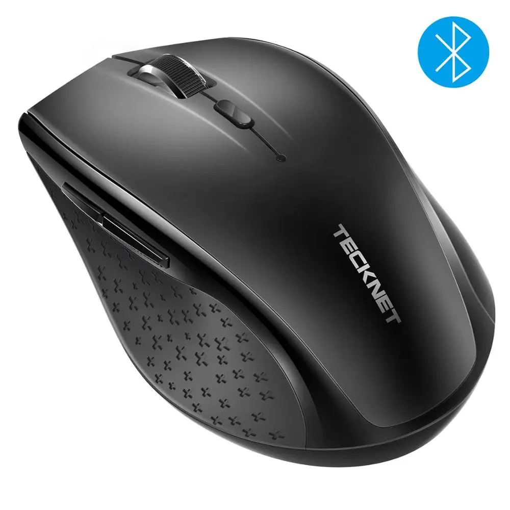 Black Tecknet Bluetooth Беспроводной Мышь эргономичный 2.4 ГГц компьютер Мыши компьютерные 2600/2000/1600/1200/800 Точек на дюйм для оконные рамы ноутбука Тетрадь PC - Цвет: Black