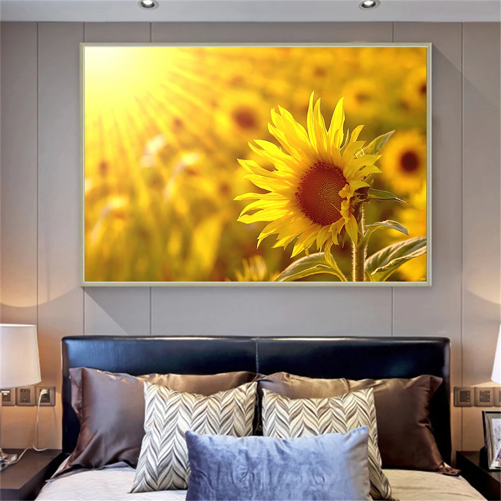 Холст Искусство подсолнухи украшение для гостиной Дейзи Подсолнух закат плакат