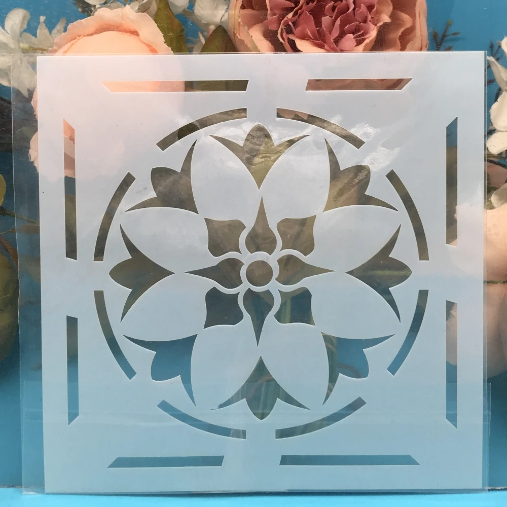 

4Pcs/Lot 15cm Flower Square DIY Craft Layering Stencils Wall Painting Scrapbooking Stamping Embossing Album Paper Card Template