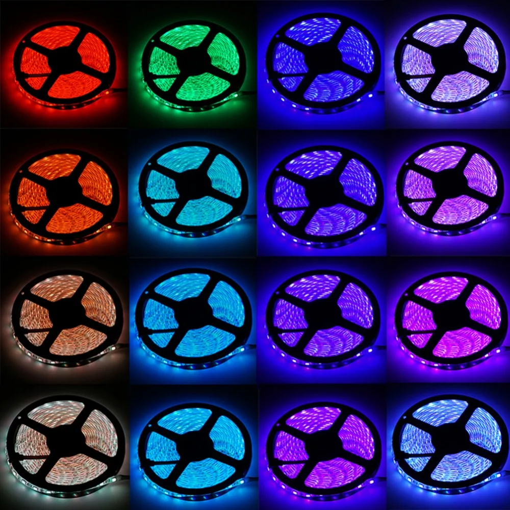 RGB Светодиодная лента 5 м изменение цвета лампочки на гибкой ленте 5050SMD 300 светодиодный s с 24Key пультом дистанционного управления