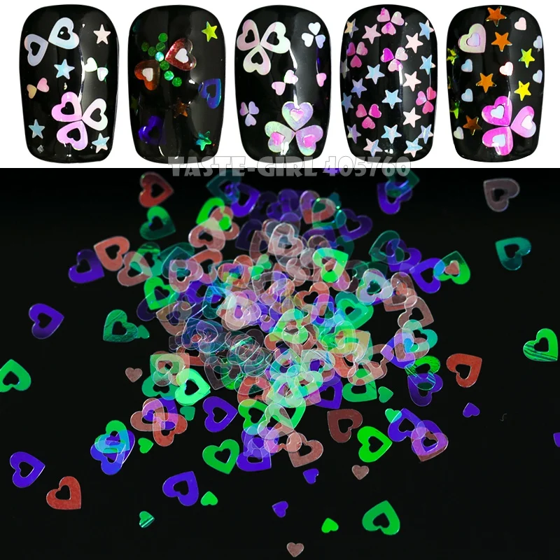 12 ячеек/набор 6 цветов AB блестящие пустые сердца и звезды блестки акриловые