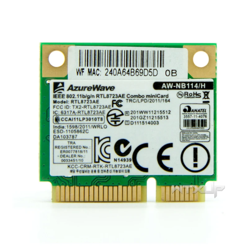 Мини адаптер RTL8723AE беспроводной 802.11b/g/n для AzureWave AW NB114H mini PCI E Wi Fi карта Bluetooth 4 0| |