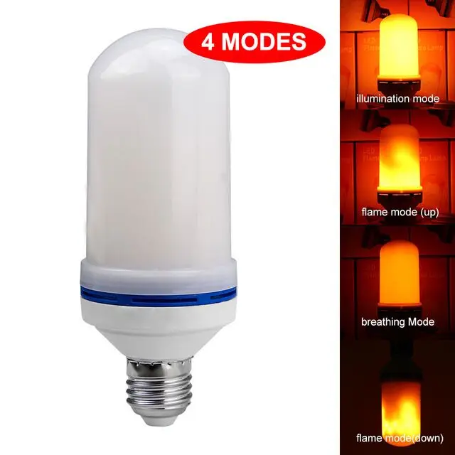 E26 E27 LED эффект пламени огня лампочки SMD2835 мерцающие декоративные пламя лампы 1200 К AC85V~ 265 В - Испускаемый цвет: 4Mode E27