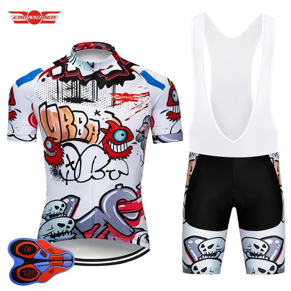 Jersey and bib short Crossrider художественная велосипедная майка 9D набор MTB униформа Одежда для велосипеда быстросохнущая одежда для велосипеда Мужская короткая одежда Maillot Culotte - Цвет: Jersey and bib short