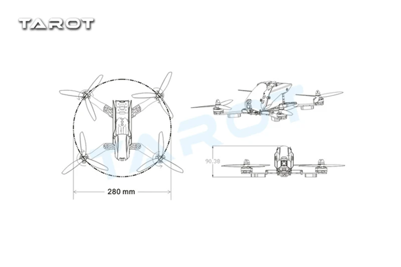 Рама robocat от Tarot TL280C 280 мм кабоновое волокно Квадрокоптер рамка с крышкой капота для RC FPV скидка 50