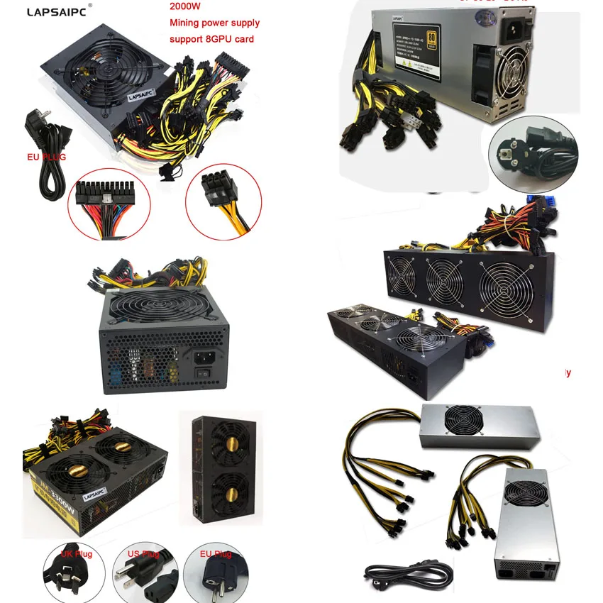 Блок питания Lapsaipc 1800 Вт 2000 Вт 2200 Вт 3300 Вт 2800 Вт 2600 Вт 2400 Вт 1600 Вт для BTC ANTMINER S9 L3 + D3 A3 E9 8GPU, блок питания для майнинга