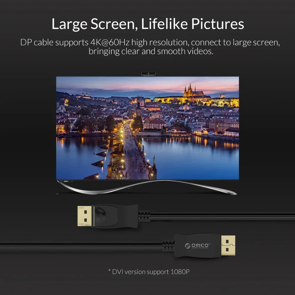 ORICO DisplayPort to DP DVI Кабель 1 2 версия 4K 30/60Hz шнур кабель для ТВ ПК ноутбука проектор