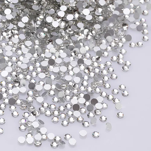 silver bottom Золотое дно блестящее стекло Ab Стразы без горячей фиксации круглые стразы для дизайна ногтей одежда клей на плоской задней части Стразы Z203 - Цвет: silver bottom