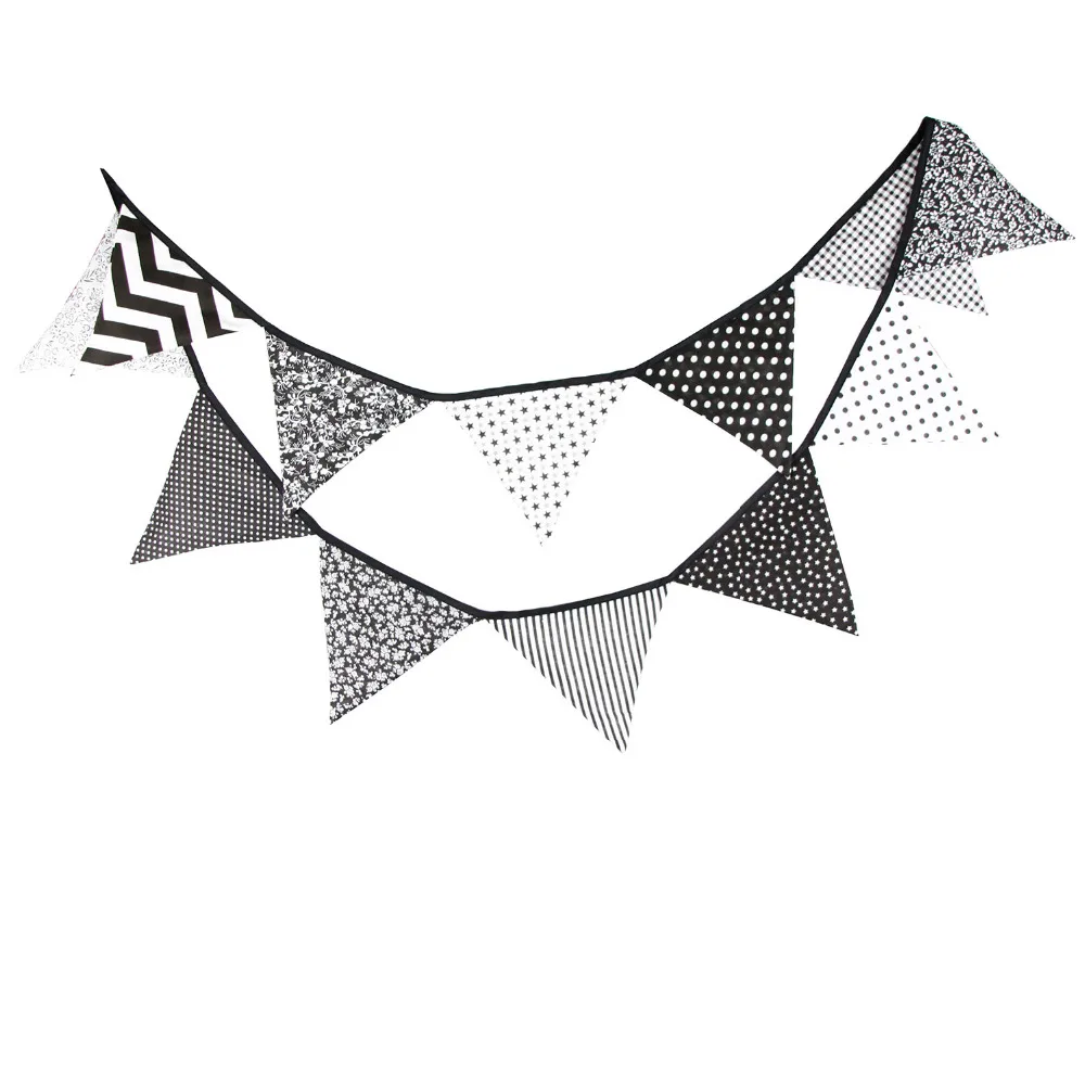 Новинка 12 флагов флажки черная белая ткань баннеры для вечеривечерние Фотофон