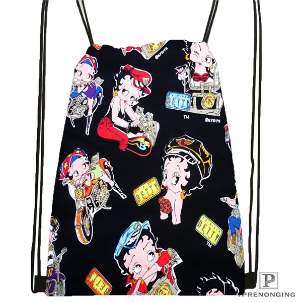 Drawstring Backpack Изготовленная на заказ Betty Boop походная сумка на шнурке для мужчин и женщин милый рюкзак для детей(черная спинка) 31x40 см#180531-01-44 - Цвет: Drawstring Backpack