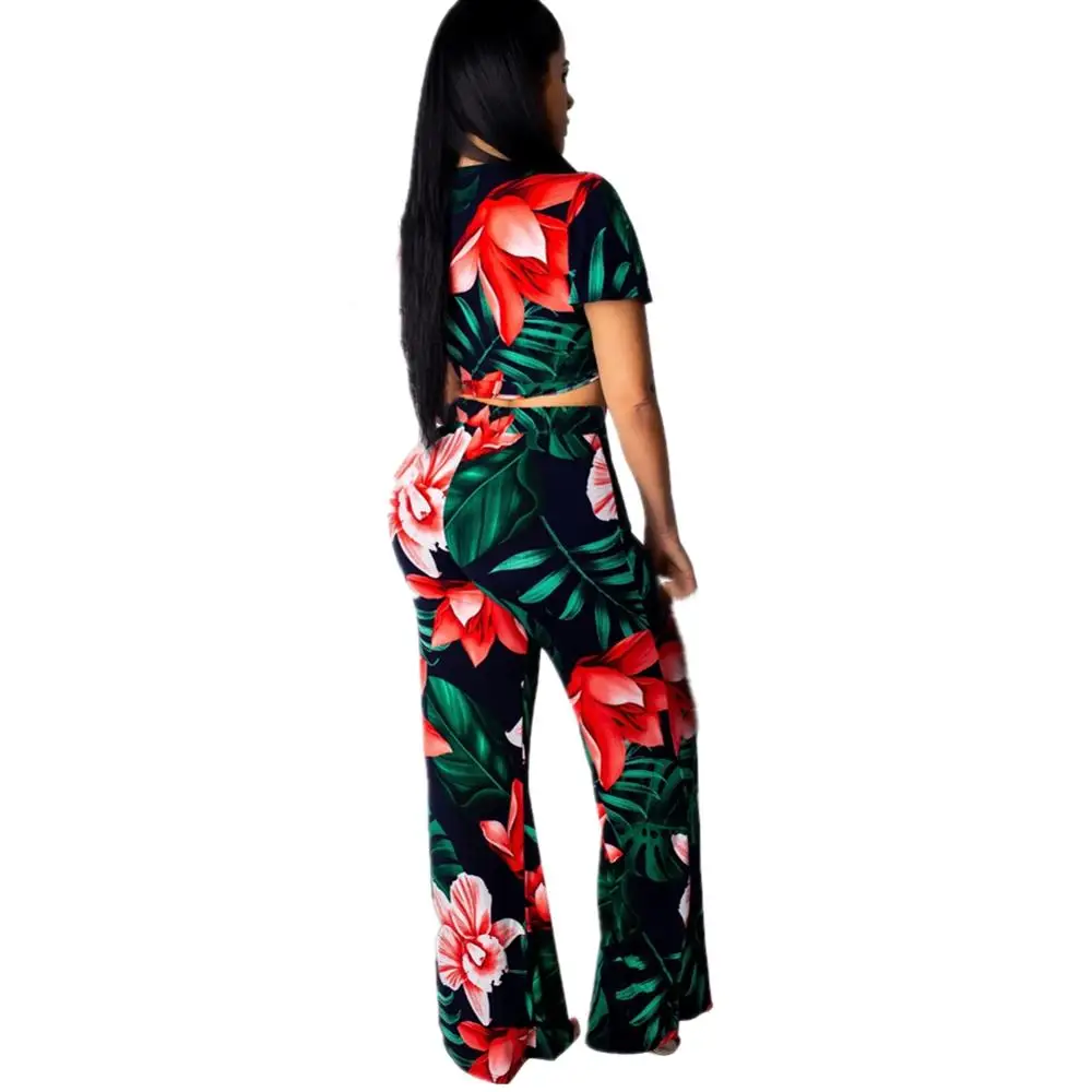 Для женщин элегантные летние бинты Короткие топы и длинные Штаны Сексуальная 2019