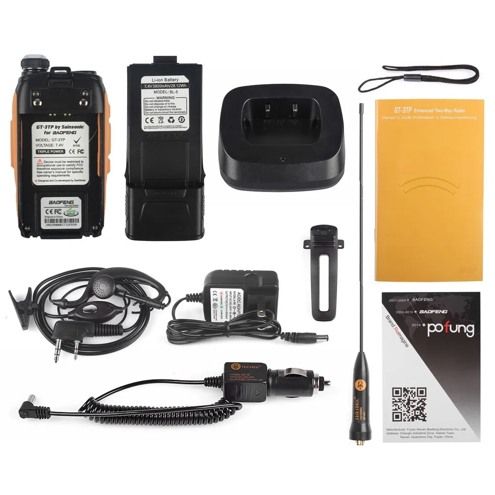 3800 мАч батарея Baofeng GT-3TP MarkIII 8 Вт двухдиапазонный V/UHF Ham двухсторонний радиоприемник