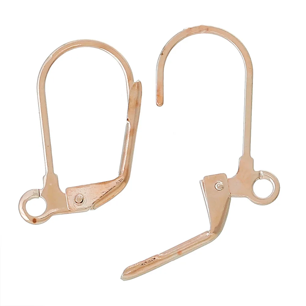 

8SEASONS Earring Clip Findings Rose Gold-Color Lever Back With Loop 18mm x 11mm( 6/8" x 3/8"),25 Pairs (B37422)