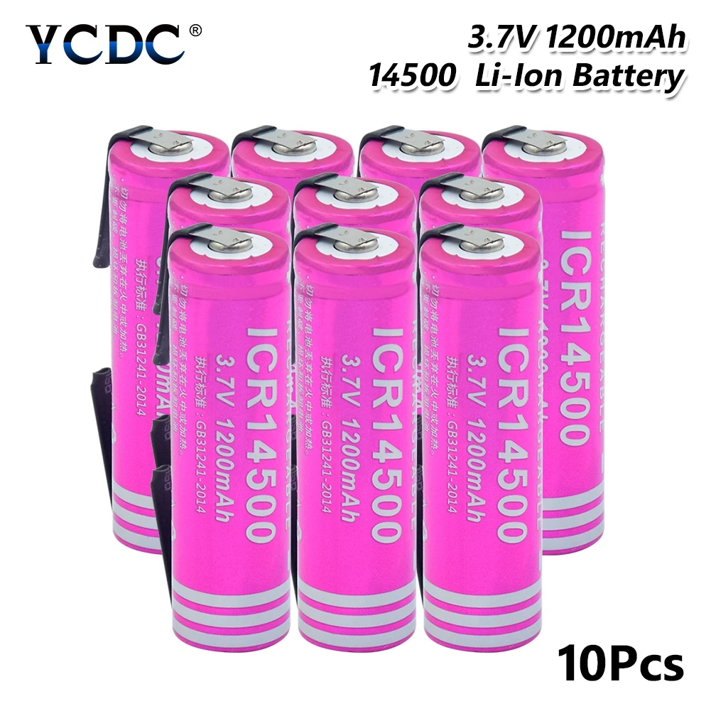 14500 литий ионная литиевая батарея 3 7 V 1200mAh аккумуляторная + DIY никелевые листы для