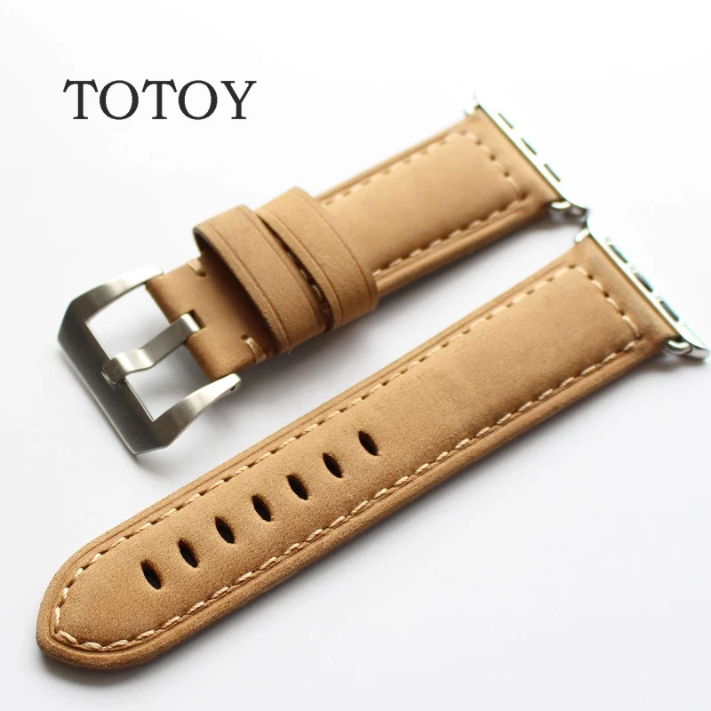 TOTOY Кожаные Ремешки для наручных часов ручной работы подходят Apple Watch спортивные