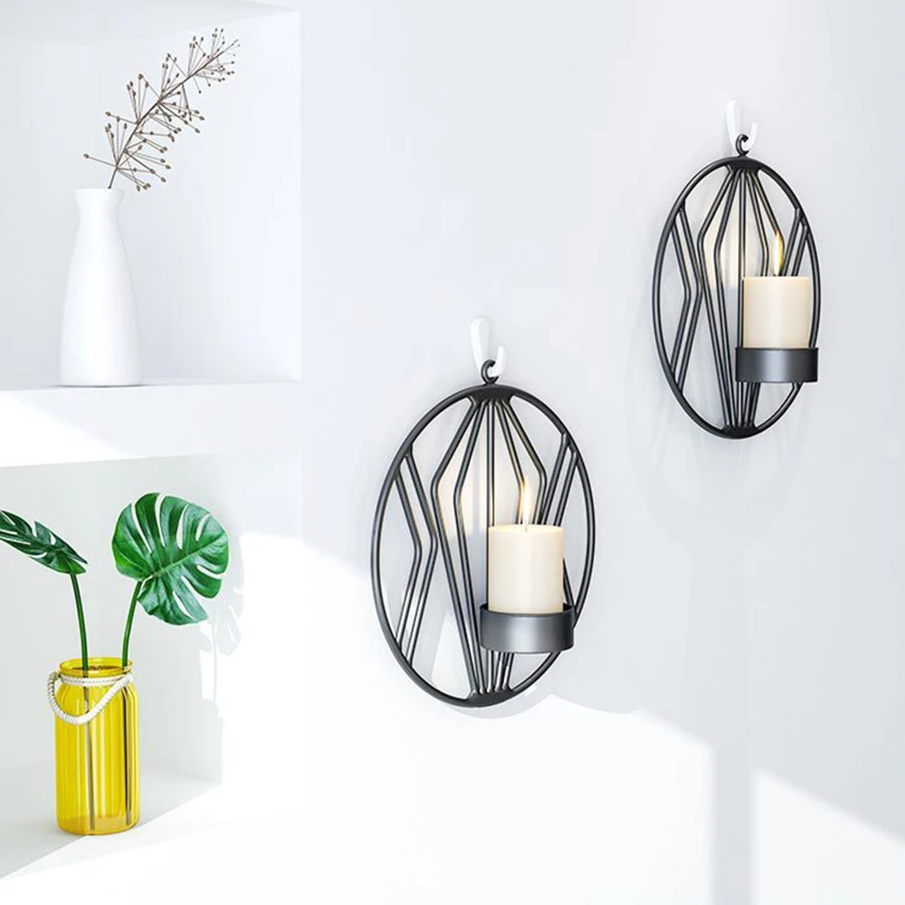 Nordic Style Creative 3D Geometric Candlestick Metal Wall Candle Holder Sconce Matching Small Tealight Home Ornaments | Дом и сад