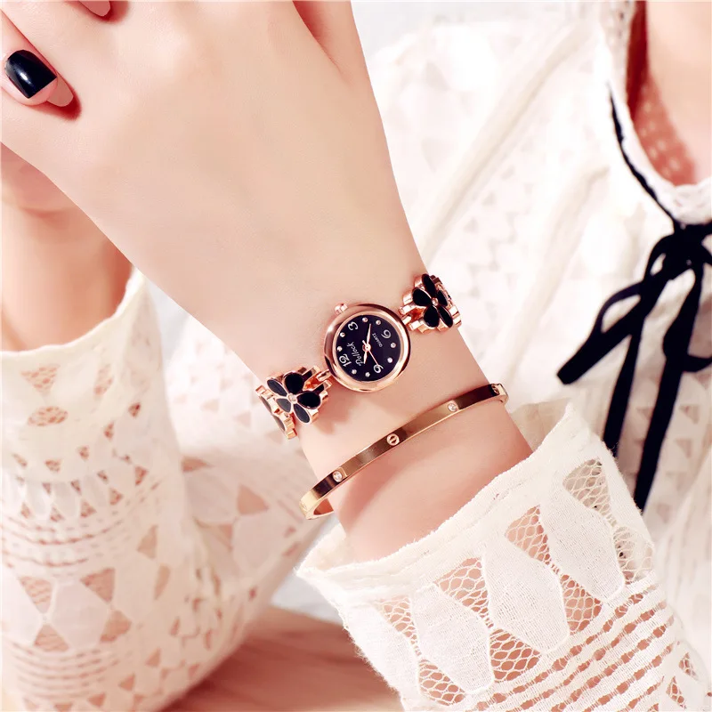 JBRL модные наручные часы с цветами женские браслет кварцевые из нержавеющей стали