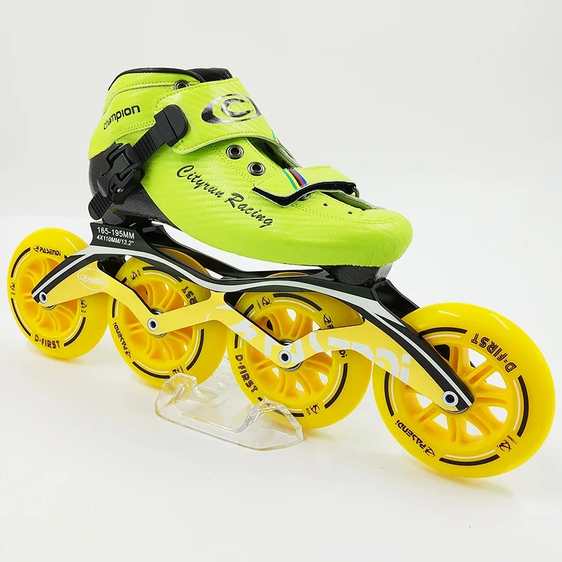4x110MM wheels Скоростные роликовые коньки из углеродного волокна профессиональные соревнования коньки 4 колеса конькобежный спорт 4x100 4x110 мм красный синий желтый - Цвет: 4x110MM wheels