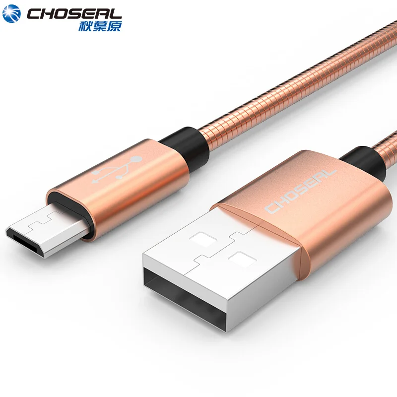CHOSEAL Кабель зарядного устройства микро-usb металлическая оплетка быстрой синхронизации и зарядки шнур для samsung Android htc, LG Motorola sony Kinle - Цвет: ROSE