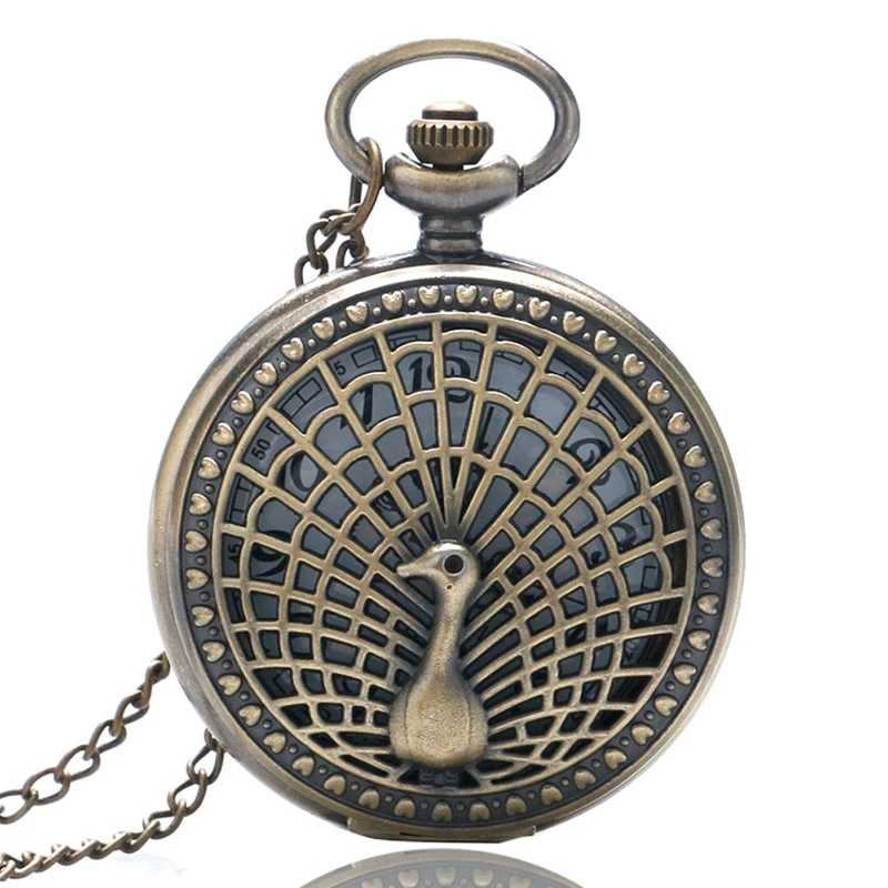 Винтажные карманные часы Reloj De Bolsillo с полым рисунком животного мужские кварцевые